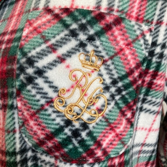 Lauren Ralph Lauren Women's Plaid Flannel Monogram Pajama Set M Classic Preppy - Picture 8 of 14